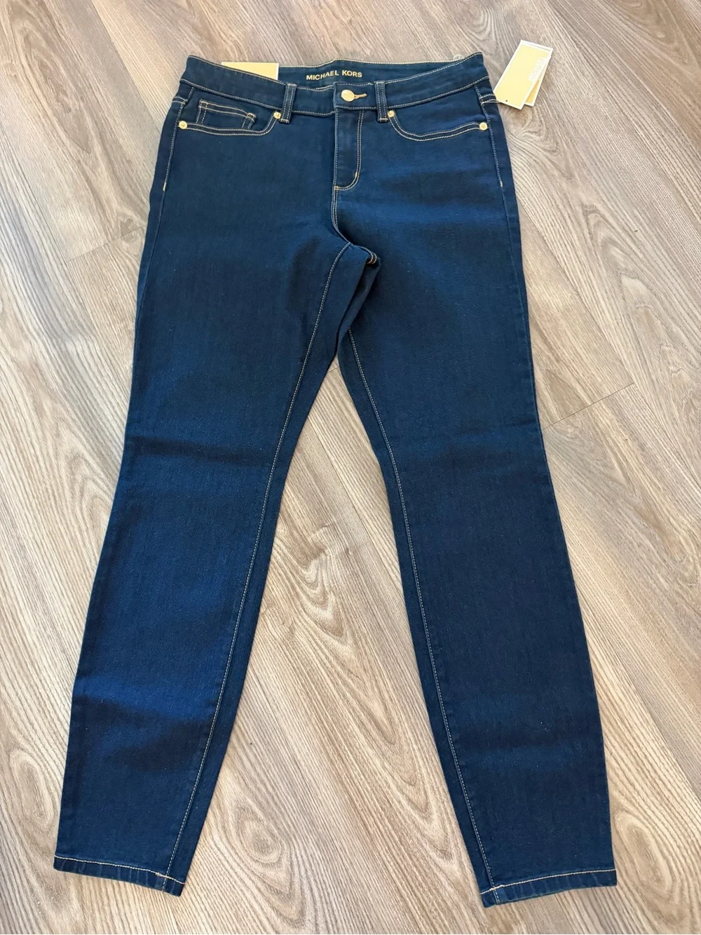 Michael Kors Dark Blue Skinny Jeans with Gold Trim